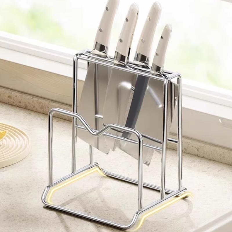 Commercial Kitchen Knife Holder - ステンレス製ナイフホルダーとまな板ラック キッチンオーガナイザー ナイフ、調理器具、収納用