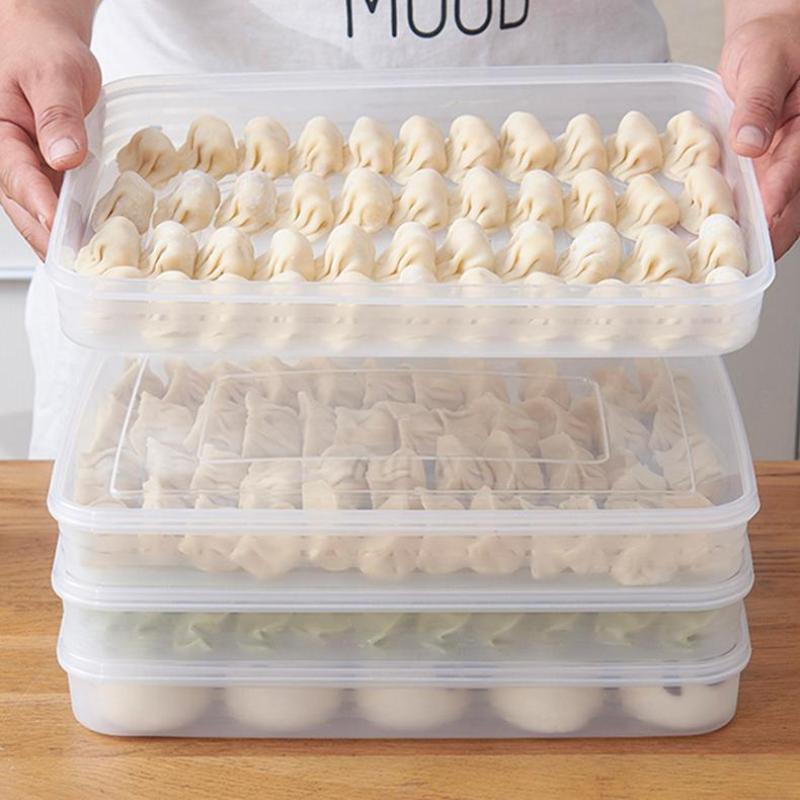 Commercial Kitchen Utensil Organizer - 透明なキッチン収納ボックス 冷蔵庫オーガナイザー 食品グレードのプラスチック容器 トレイ 果物、野菜、肉、餃子用 C