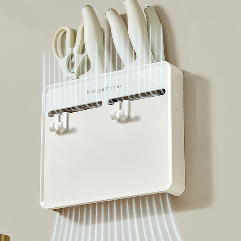 Commercial Kitchen Knife Holder - 穴あけ不要のキッチンナイフホルダー、壁掛け式防塵耐久性のある棚、キャビネット内側用多機能収納