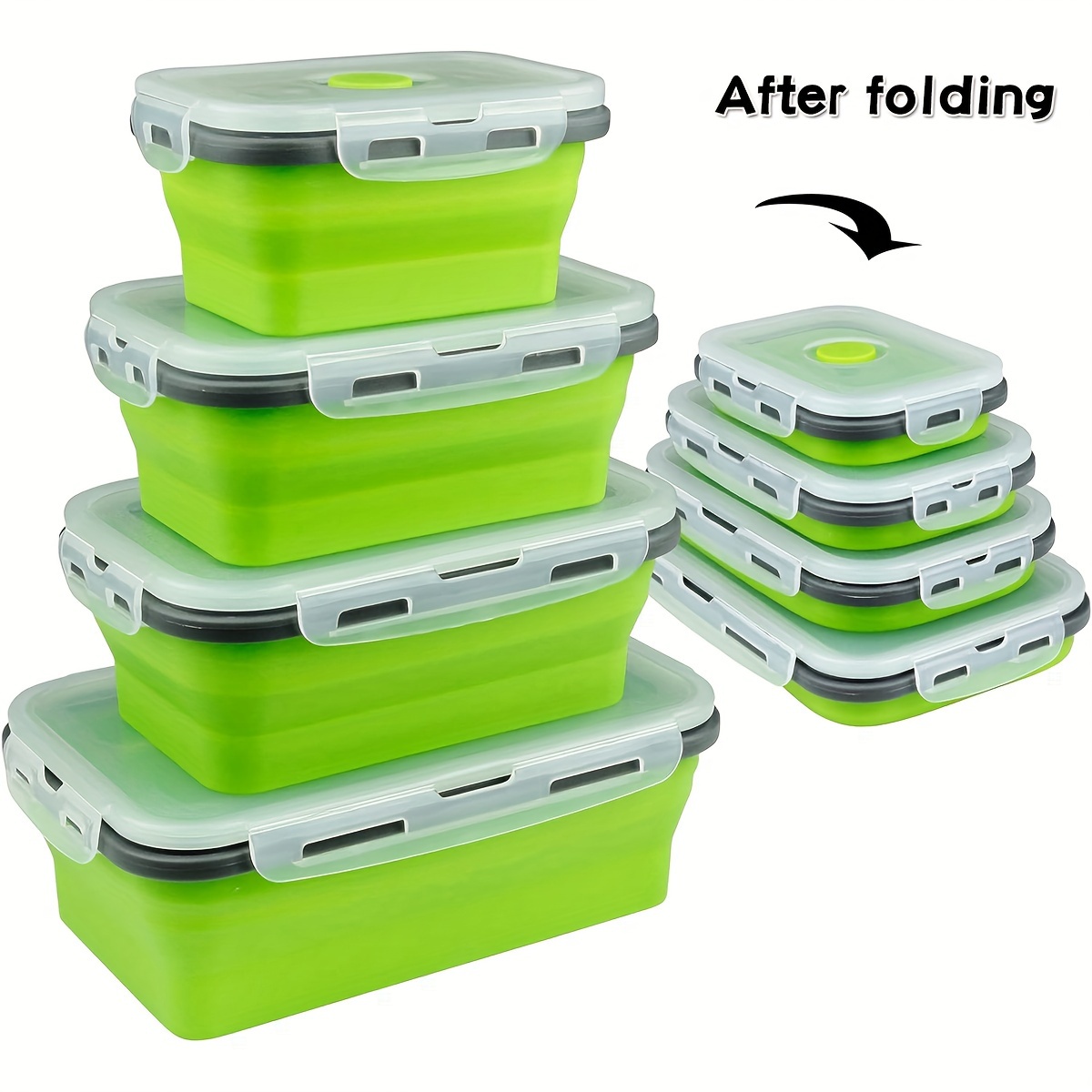 Commercial Kitchen Utensil Organizer - 1/4 個折りたたみシリコン弁当箱キッチン冷蔵庫保存ボックス環境に優しいピクニック収納ボックス積み重ね可能なスペース節約