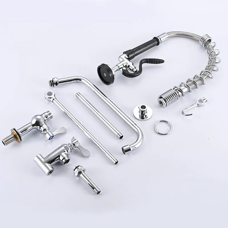 Commercial Kitchen Taps - 業務用厨房用シングル蛇口プレリンスシンクミキサー、スイングノズル付き、シングルホール、デュアルレバーハンドル、レストラン向け