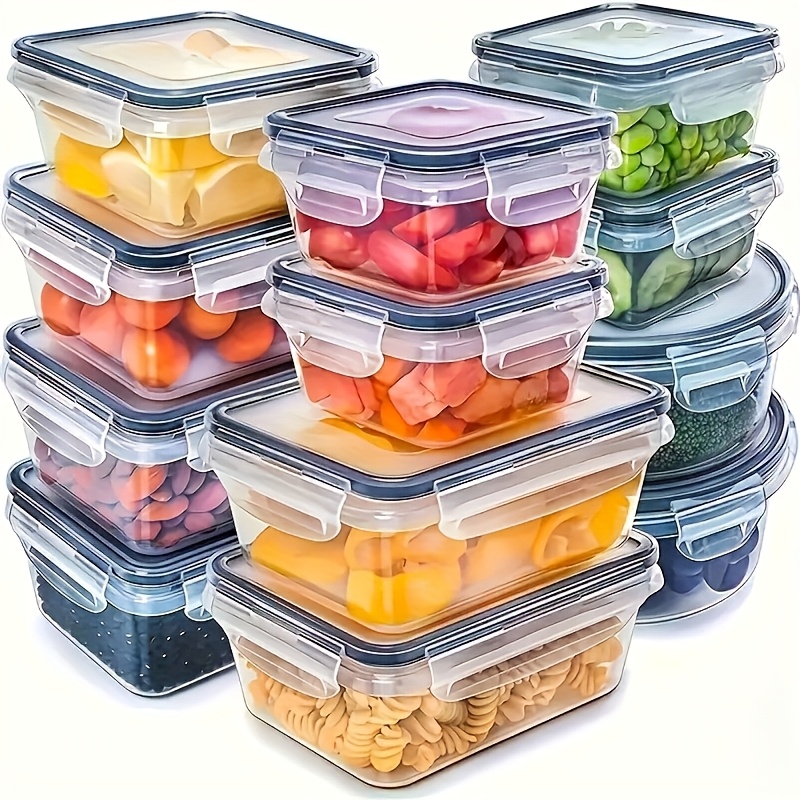 Commercial Kitchen Utensil Organizer - 8個セットには、4つの容器と4つの蓋が含まれています。気密食品保存容器、キッチン冷蔵庫オーガナイザー、果物、野菜、キャンプ用。