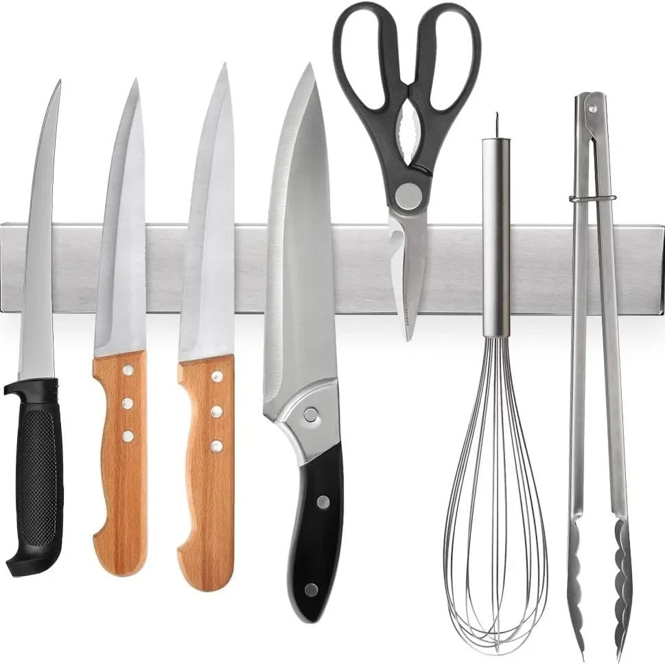 Commercial Kitchen Knife Holder - 10 インチステンレス鋼ナイフスタンド磁気ナイフホルダー壁ブロック収納ラックナイフキッチンアクセサリーオーガナイザー