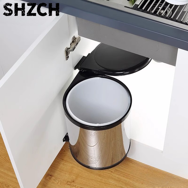 Commercial Kitchen Trash Can - プレミアムプルアウト式キャビネットゴミ箱 ステンレス製キッチンシステム ビルトインシンクオーガナイザー 隠し防水ゴミ容器