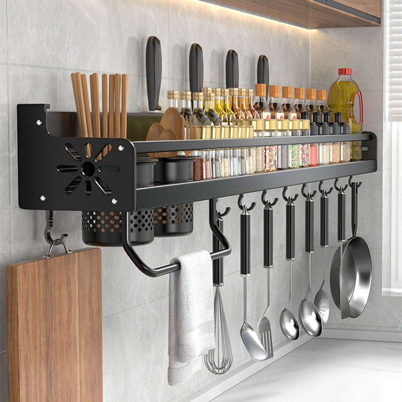 Commercial Kitchen Knife Holder - 壁掛け式キッチンオーガナイザーシェルフ、スパイス収納ラック、ナイフホルダー、調味料、箸、スプーン、シャベル、棚