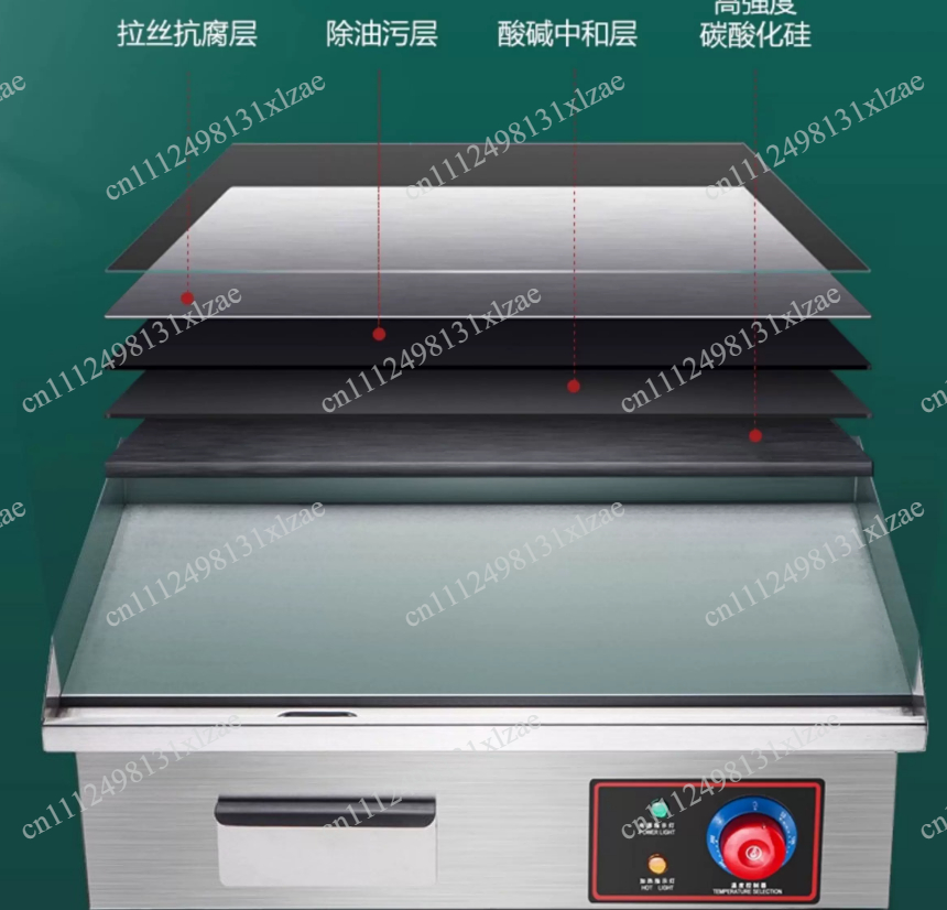 Electric Griddle Flat Top - 220V 1700W 818B 電気フラットトップグリル電気カウンタートップグリドルグリルステンレス鋼フラットグリドルホットプレートバーベキューキッチン