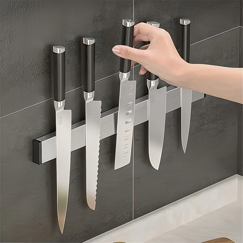 Commercial Kitchen Knife Holder - 1Pc 磁気ナイフホルダー壁用磁気ナイフストリップ強力なマグネットナイフラックキッチンステンレス鋼ナイフホルダーラック