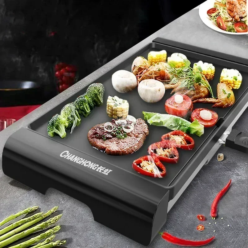 Electric Griddle Flat Top - 家庭用グリル 無煙大型電気グリルパン、焦げ付き防止表面、安心グリル、魚の焼きに最適