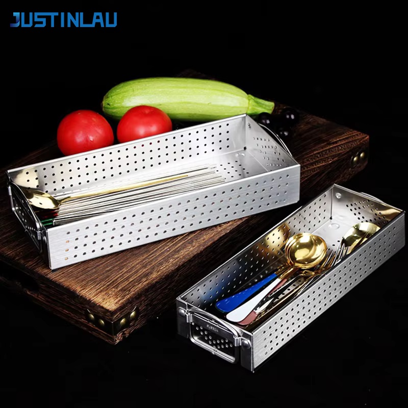 Commercial Kitchen Knife Holder - JUSTINLAU ステンレス鋼カトラリーボックス箸ホルダーキッチン食器水切りホーム箸スプーンナイフフォーク収納ボックス