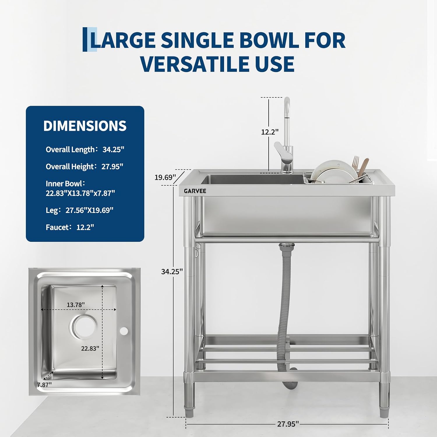ステンレス製ユーティリティシンク（蛇口付き）、自立式業務用シ - Commercial Kitchen Taps のレビューと価格