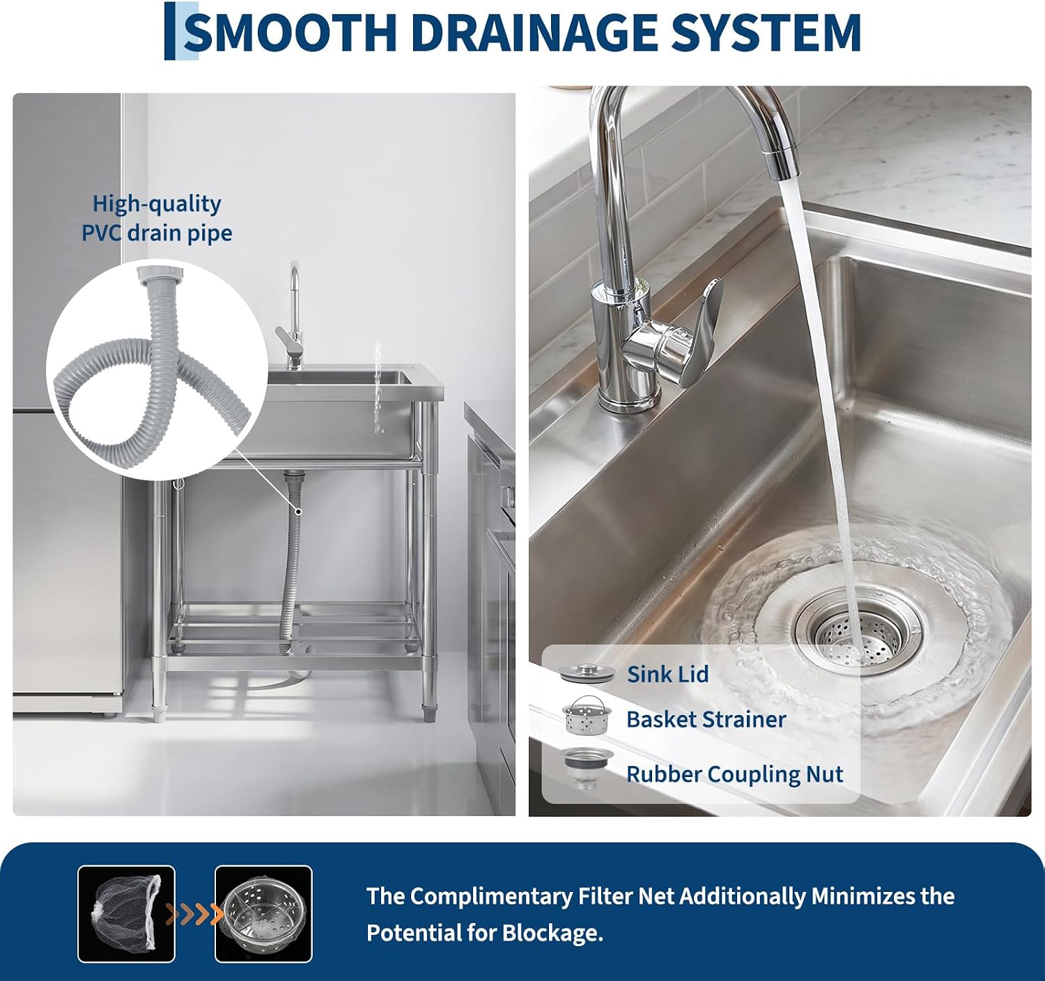 ステンレス製ユーティリティシンク（蛇口付き）、自立式業務用シ - Commercial Kitchen Taps のレビューと価格