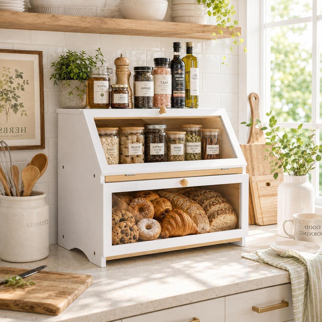 HOMEKOKO キッチンカウンター用二層式ブレッドボックス - Commercial Kitchen Utensil Organizer のレビューと価格