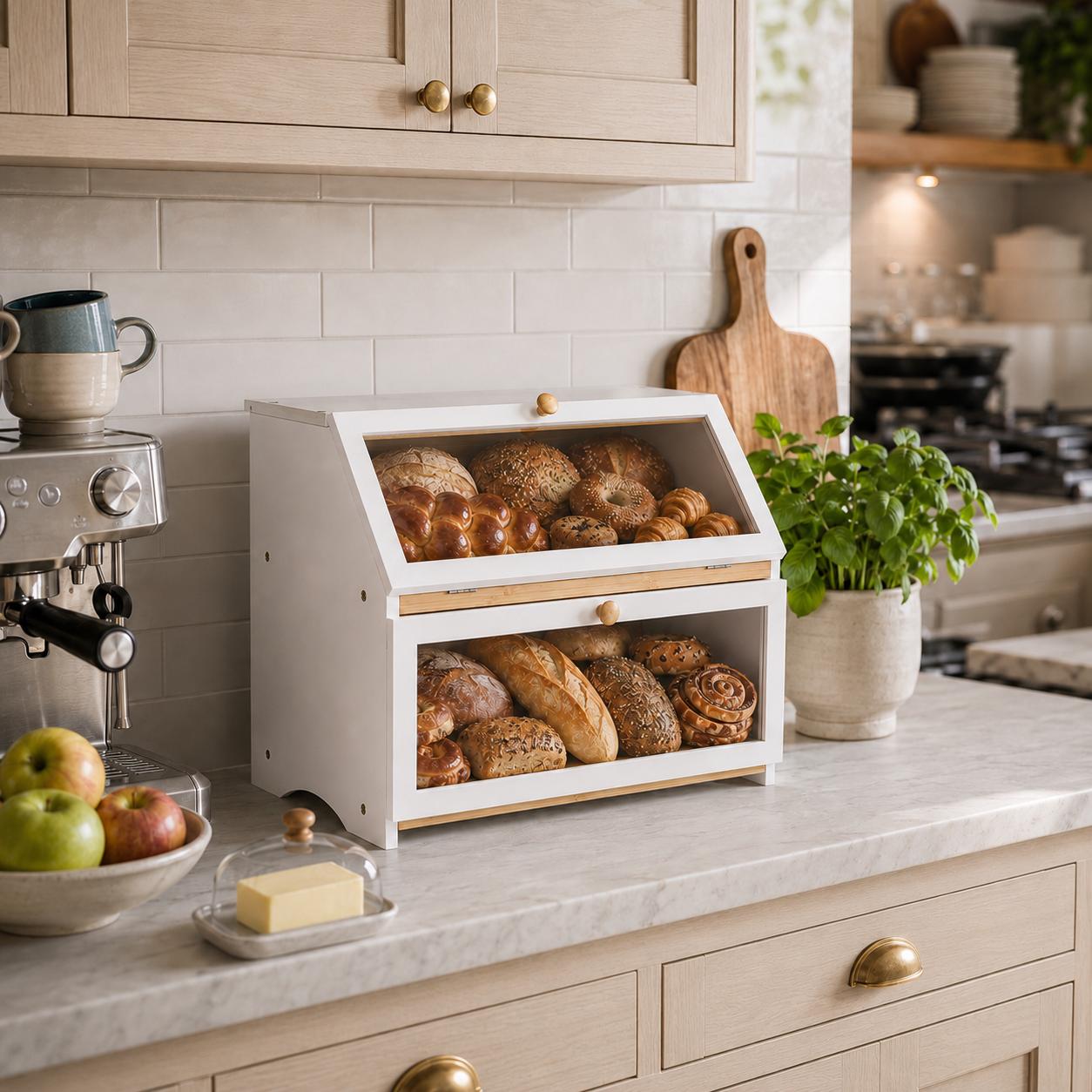 HOMEKOKO キッチンカウンター用二層式ブレッドボックス - Commercial Kitchen Utensil Organizer のレビューと価格