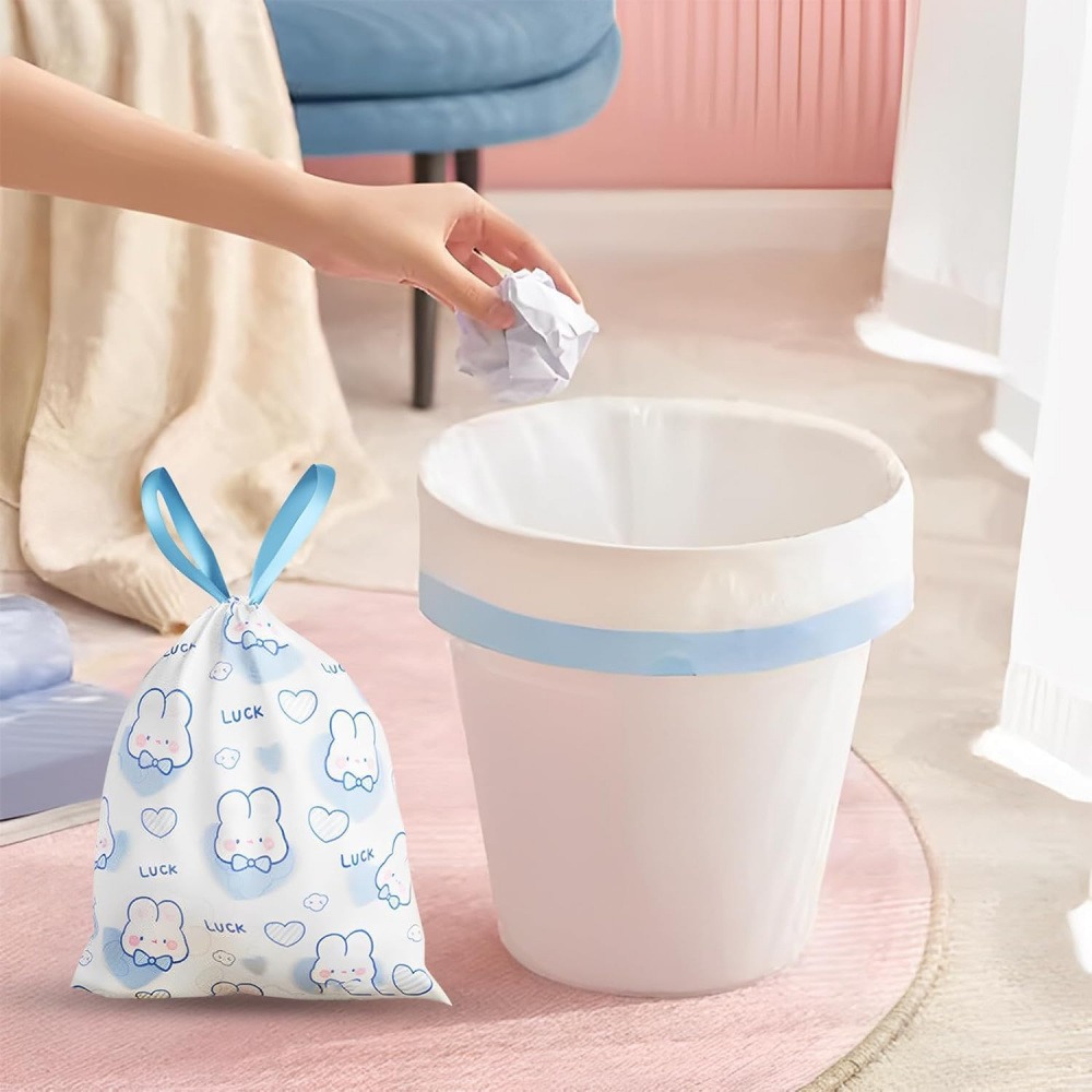 1パック100枚入り キュートなラッキーラビット柄の巾着式ゴ - Commercial Kitchen Trash Can のレビューと価格