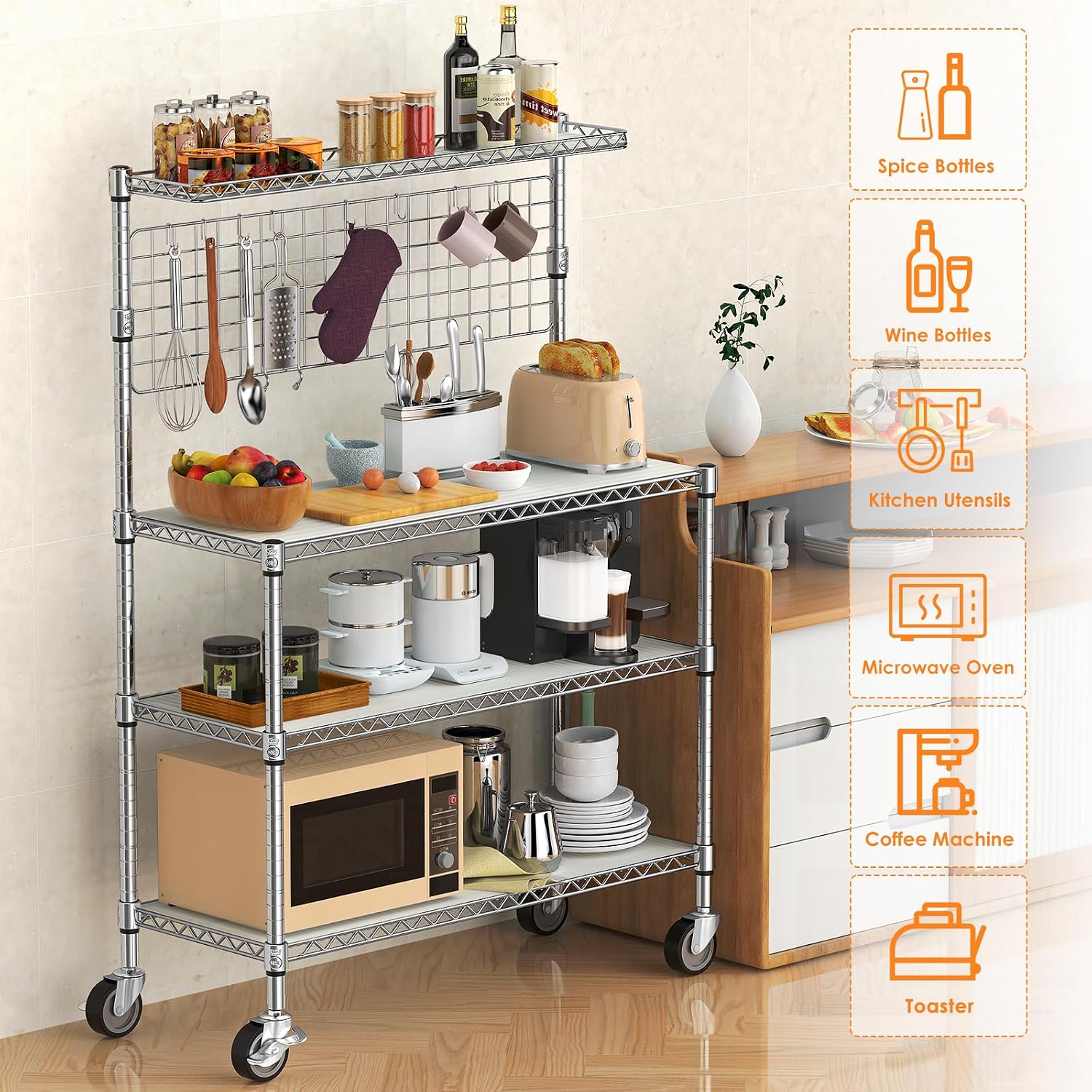ベーカーズラックディスプレイスタンド収納棚トロリー業務用金属 - Commercial Kitchen Microwave のレビューと価格