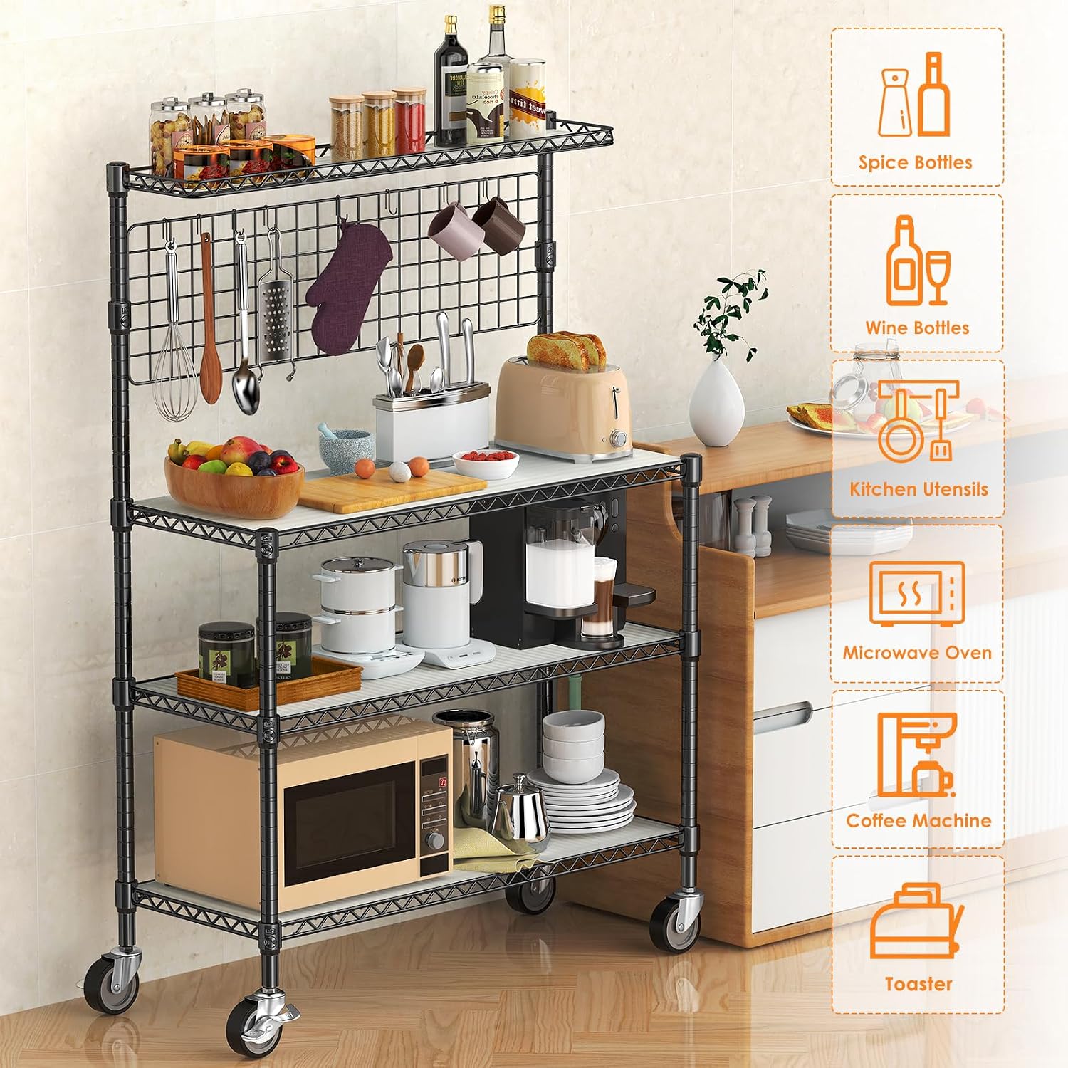 ベーカーズラックディスプレイスタンド収納棚トロリー業務用金属 - Commercial Kitchen Microwave のレビューと価格