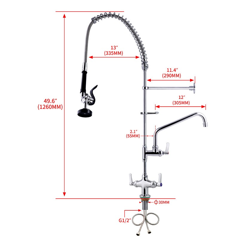 プレリンススプレーヤー付き業務用キッチン蛇口、工業用プレリン - Commercial Kitchen Taps のレビューと価格