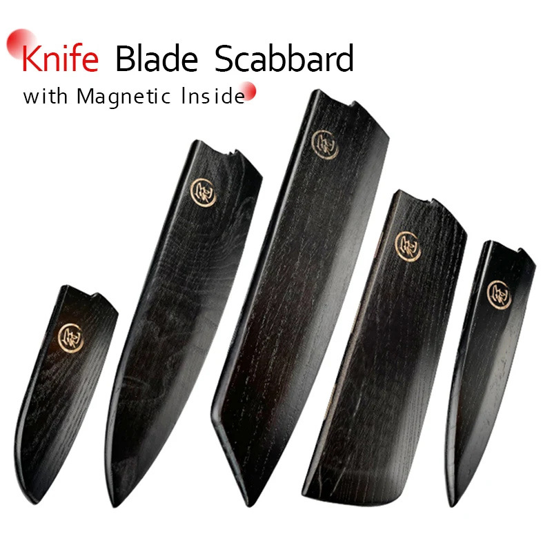 手作りの日本のシェフナイフシース、黒の木、磁気ナイフケース、 - Commercial Kitchen Knife Holder のレビューと価格