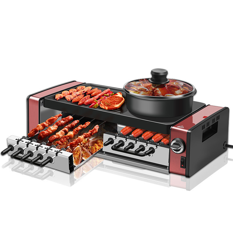 家庭用電気グリル串焼き機ノンスティックグリルトレイ無煙鍋多機 - Electric Griddle Flat Top のレビューと価格