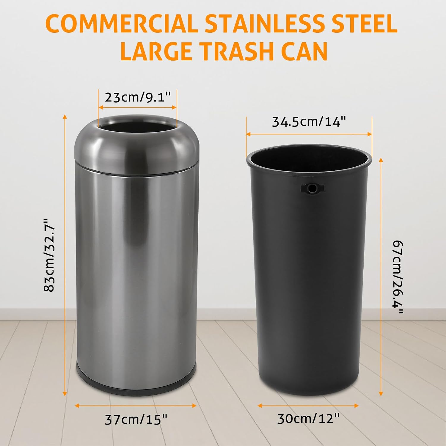 ダークシルバー 16ガロン 大型業務用ゴミ箱、キッチン、屋外 - Commercial Kitchen Garbage Can のレビューと価格