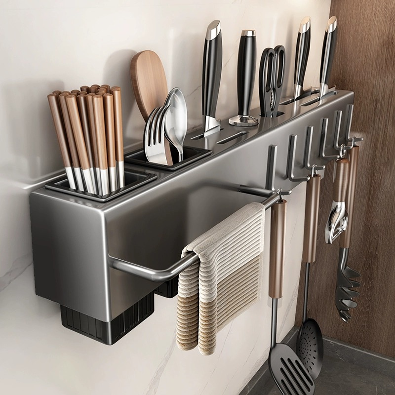 多機能壁掛けキッチン収納ラック、頑丈な炭素鋼製ナイフホルダー - Commercial Kitchen Knife Holder のレビューと価格