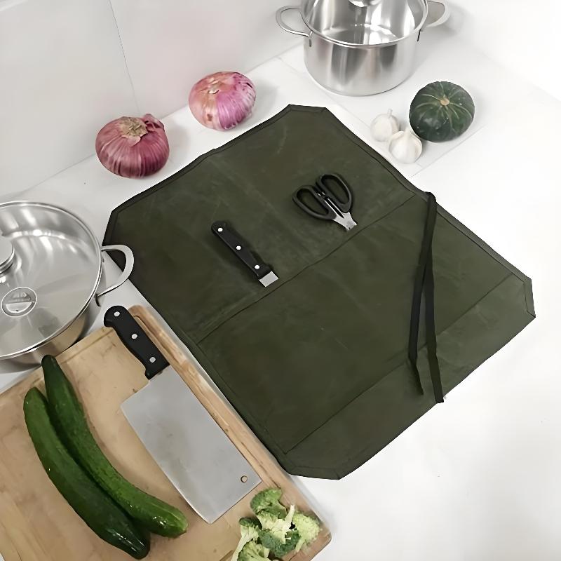 ワックスキャンバス製シェフナイフロール、複数の収納スロット、 - Commercial Kitchen Knife Holder のレビューと価格