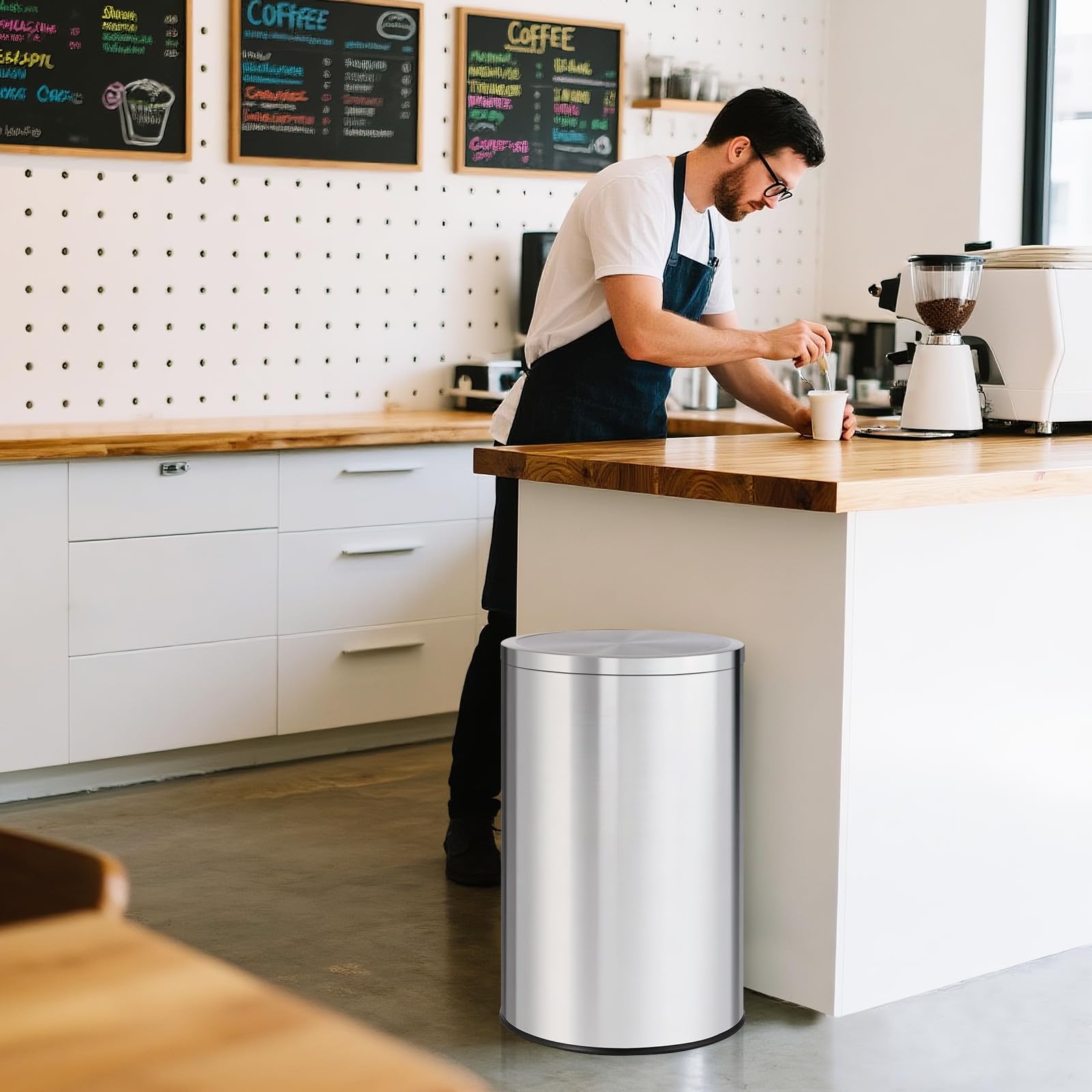 13ガロン丸型ゴミ箱、ステンレス製スイングトップ式ゴミ箱、ソ - Commercial Kitchen Garbage Can のレビューと価格