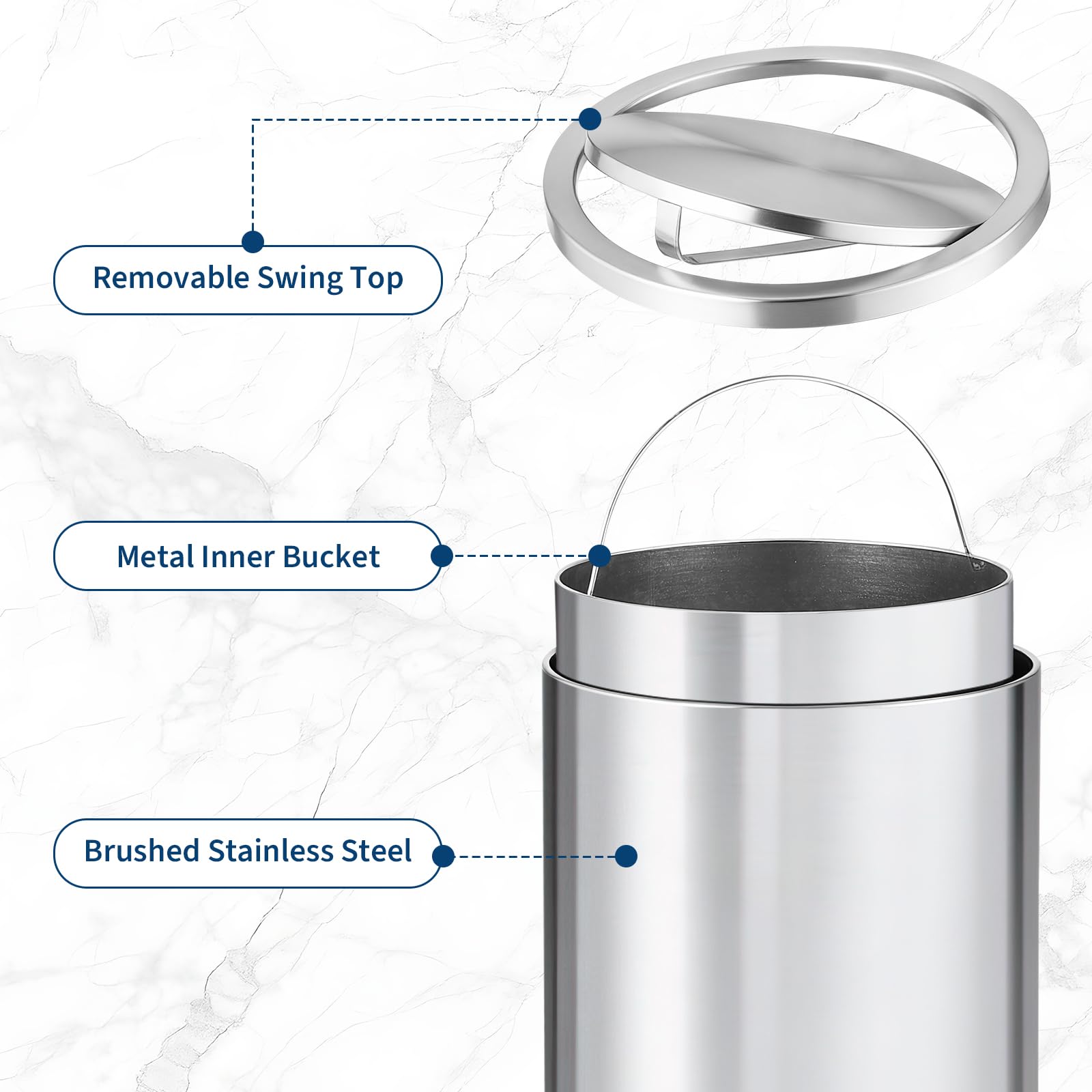 13ガロン丸型ゴミ箱、ステンレス製スイングトップ式ゴミ箱、ソ - Commercial Kitchen Garbage Can のレビューと価格