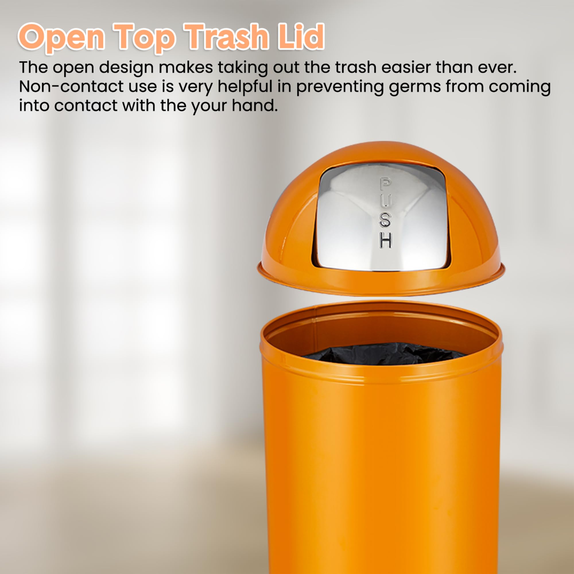 65リットルプッシュ蓋式ゴミ箱、17ガロンつや消しステンレス - Commercial Kitchen Garbage Can のレビューと価格