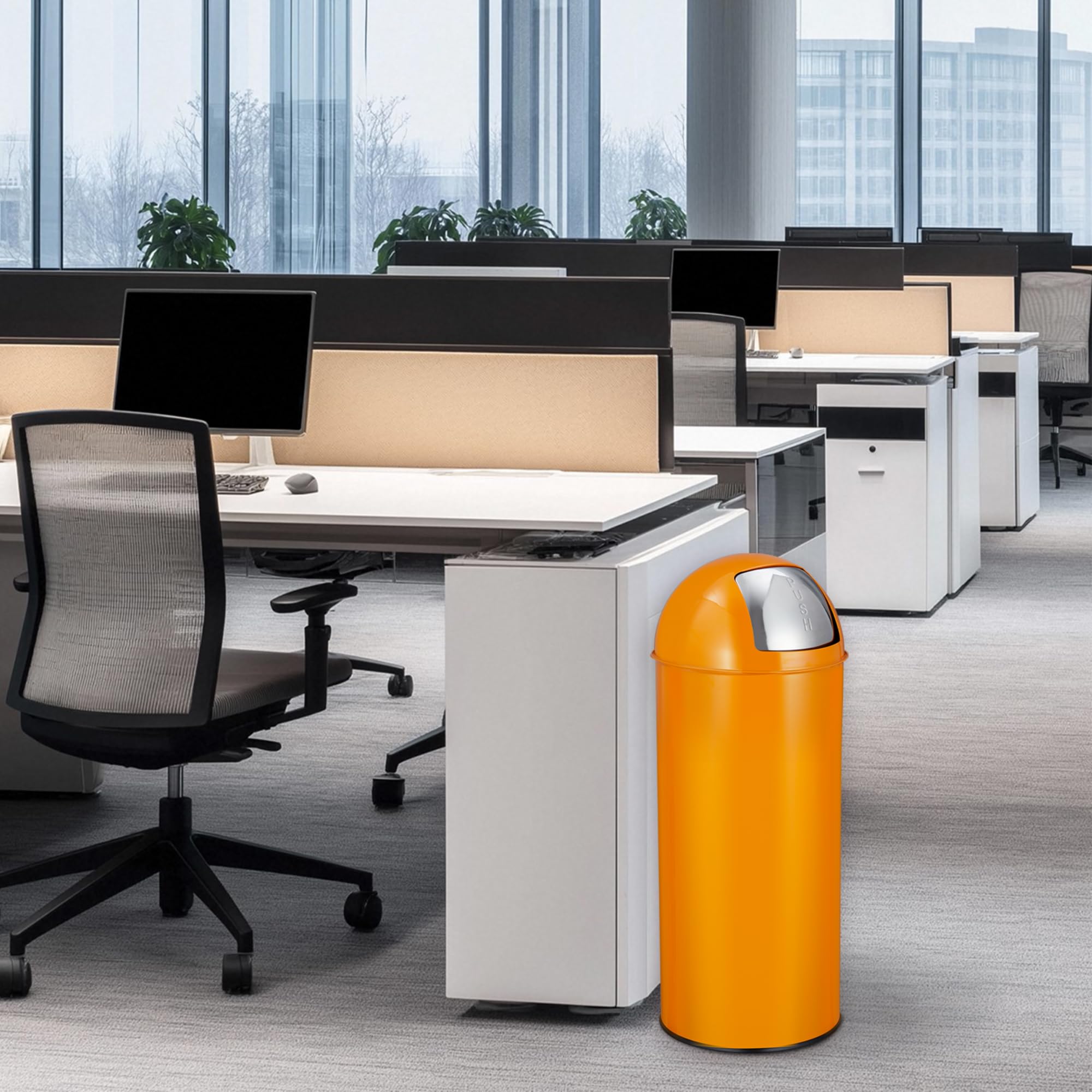65リットルプッシュ蓋式ゴミ箱、17ガロンつや消しステンレス - Commercial Kitchen Garbage Can のレビューと価格