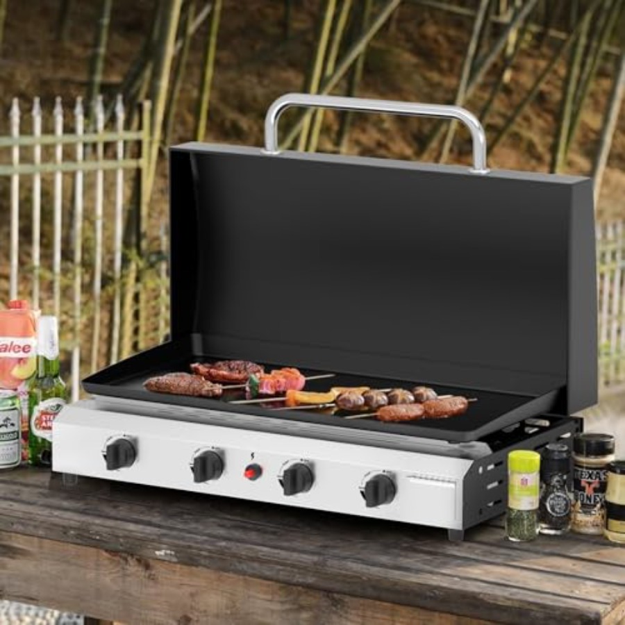 4バーナーガスグリドル（蓋付き）-30インチ屋外プロパングリ - Electric Griddle Flat Top のレビューと価格