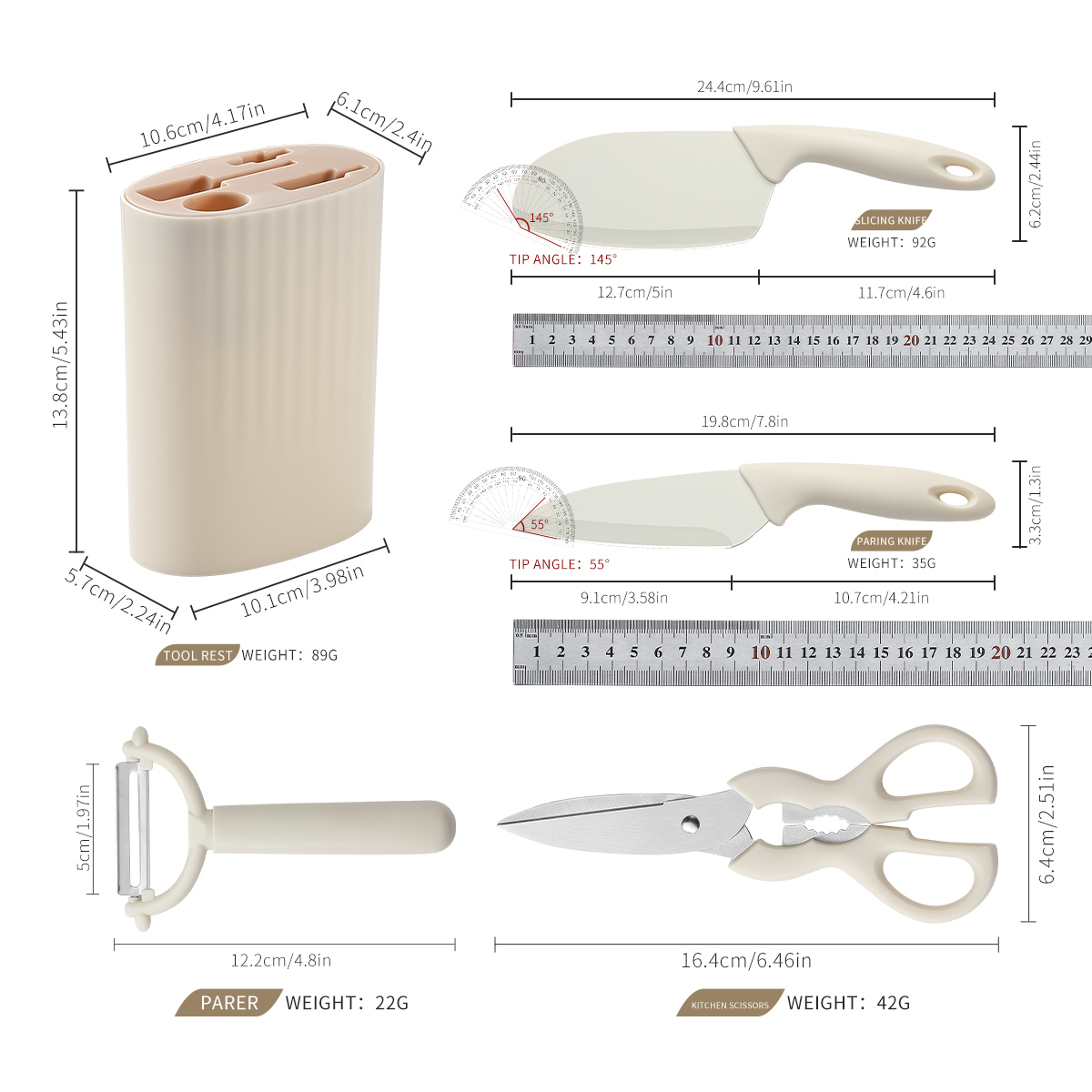 ステンレス製包丁とハサミ5点セット【ナイフホルダー付き】家庭 - Commercial Kitchen Knife Holder のレビューと価格