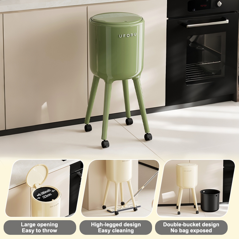 UFORU背高型ゴミ箱（車輪付き、腰をかがめずに使えるデザイ - Commercial Kitchen Trash Can のレビューと価格