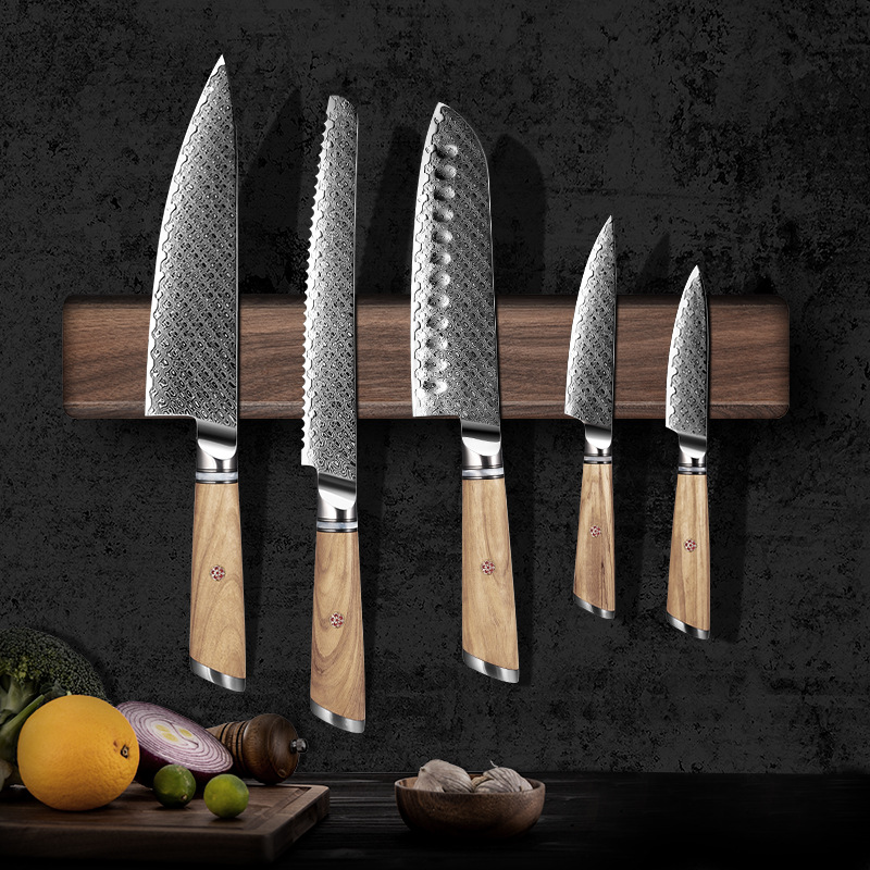 40-46CM強力磁気式ナイフホルダー、ウォールナット材製、 - Commercial Kitchen Knife Holder のレビューと価格