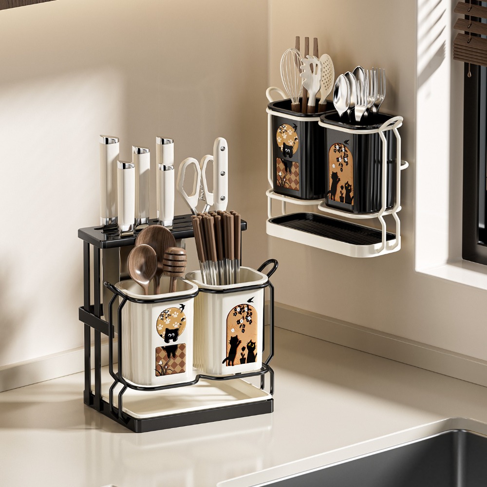 キッチンナイフ収納ラック カウンター上 水切り 非穴あけ一体 - Commercial Kitchen Knife Holder のレビューと価格