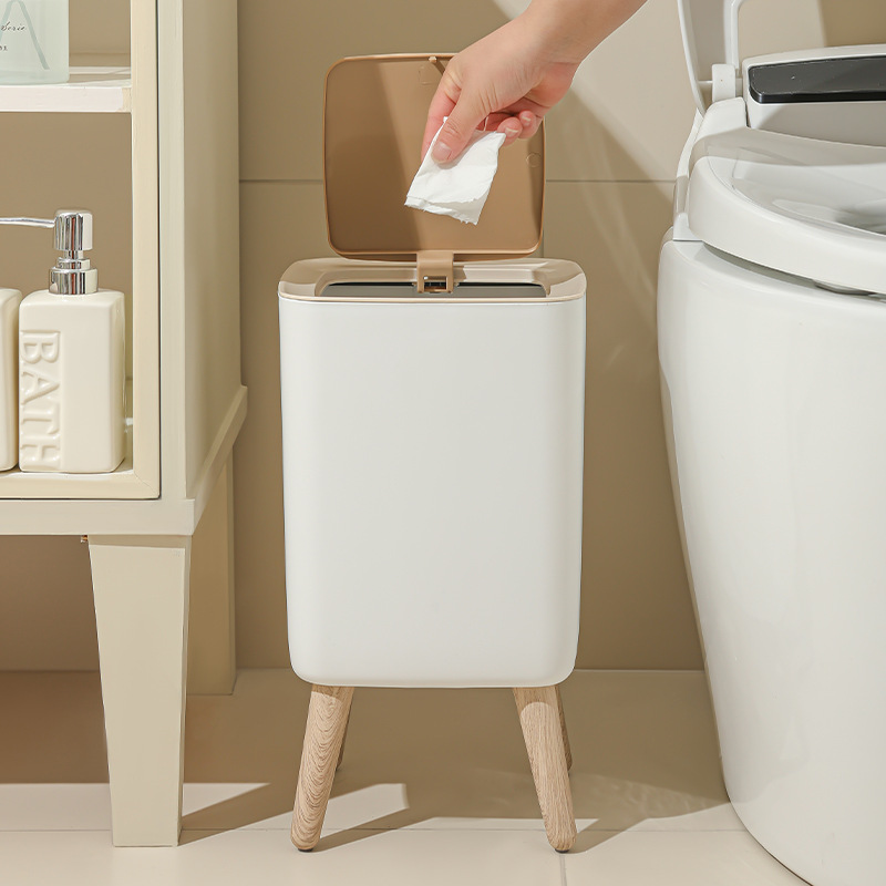 10L ホワイト木製ゴミ箱 蓋付き、背の高い脚付きペダル式ゴ - Commercial Kitchen Trash Can のレビューと価格