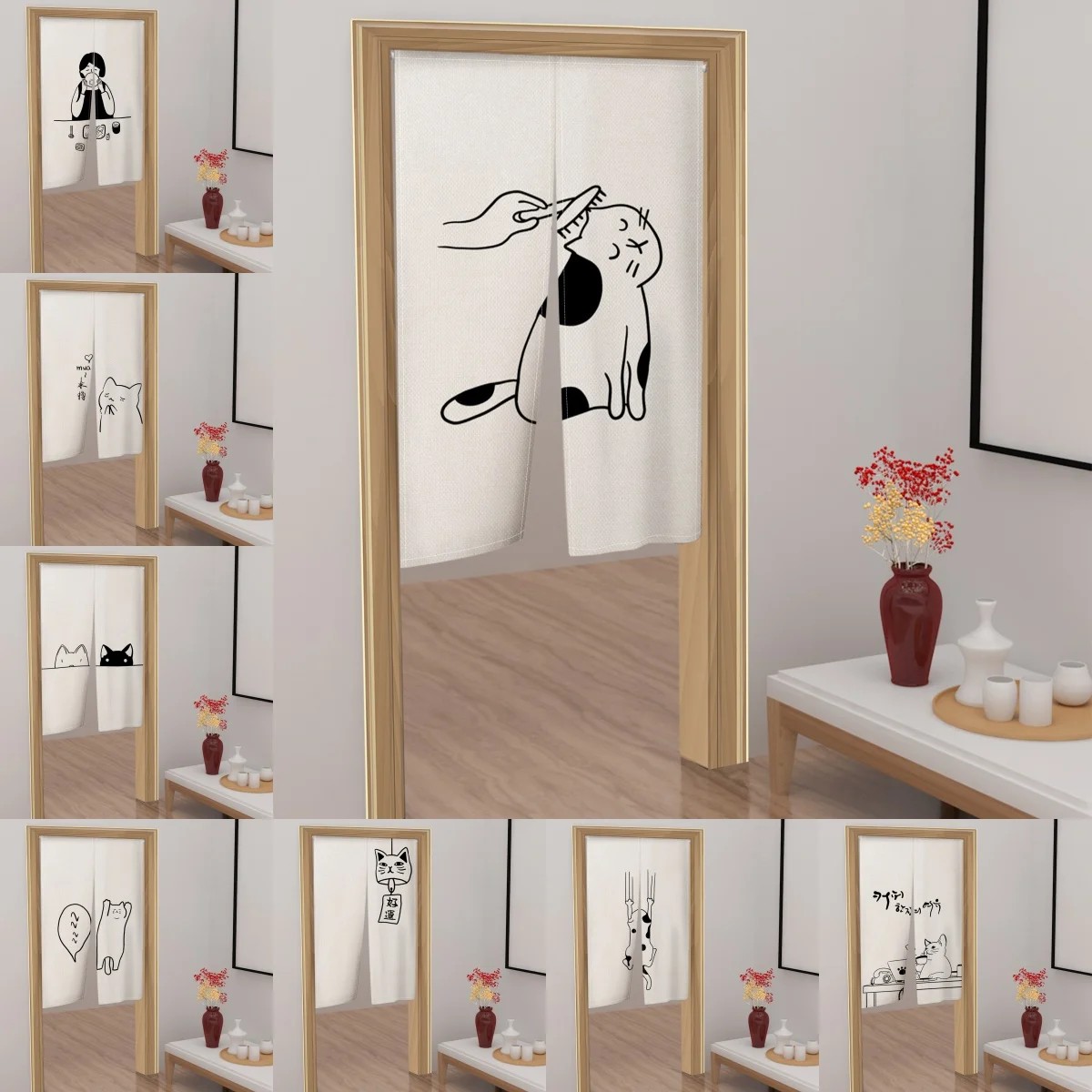 和風ドアカーテン、漫画猫仕切り、キッチン、リビングルーム、玄 - Commercial Kitchen Canopy のレビューと価格
