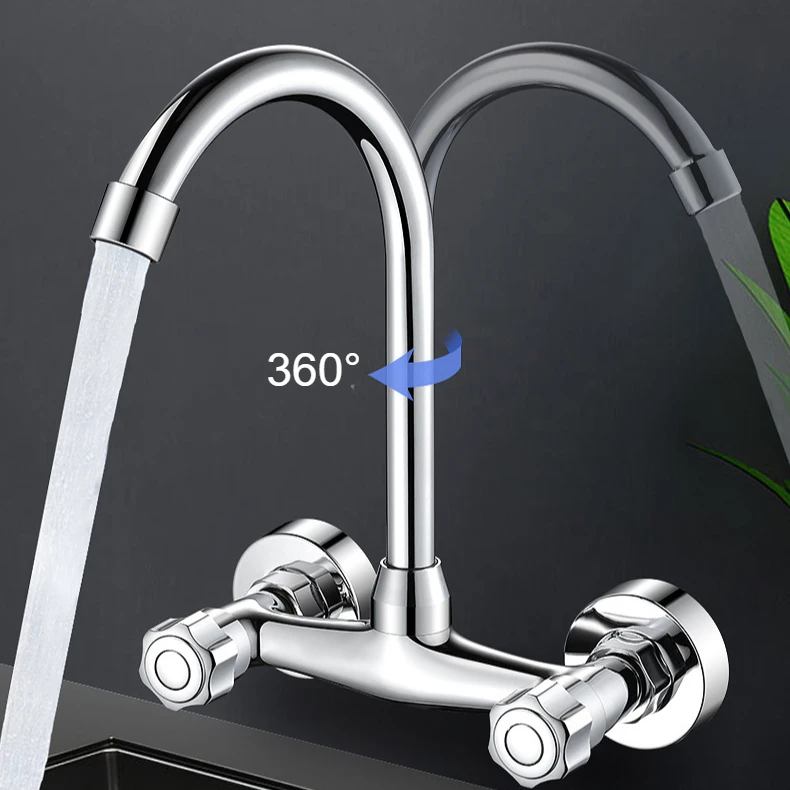 壁掛け式キッチンミキサータップ,ダブルハンドル,温水および冷 - Commercial Kitchen Taps のレビューと価格
