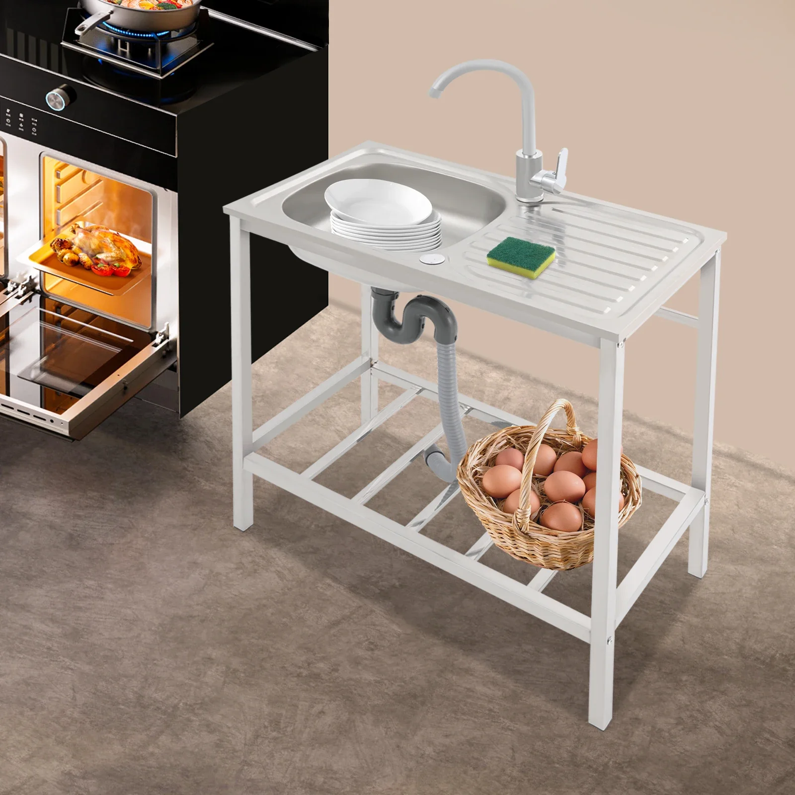 ユーティリティシンク、自立式ステンレス製洗濯槽、清掃台と収納 - Commercial Kitchen Taps のレビューと価格