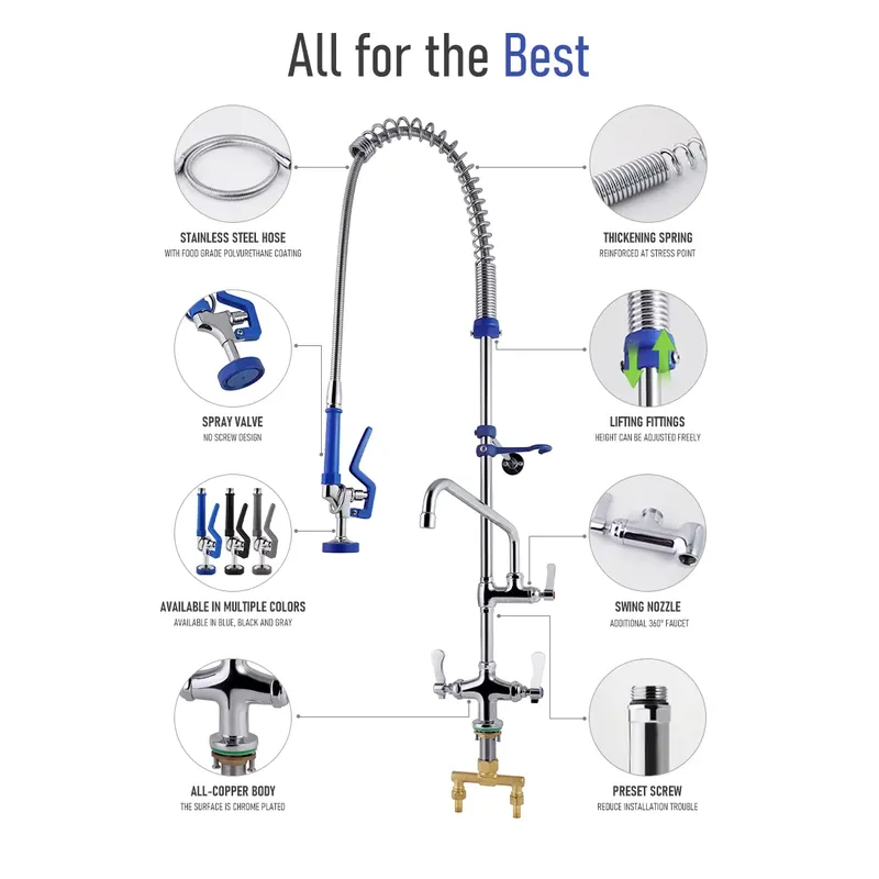 業務用厨房・レストラン向けクラシックなデュアル高圧SUSクロ - Commercial Kitchen Taps のレビューと価格