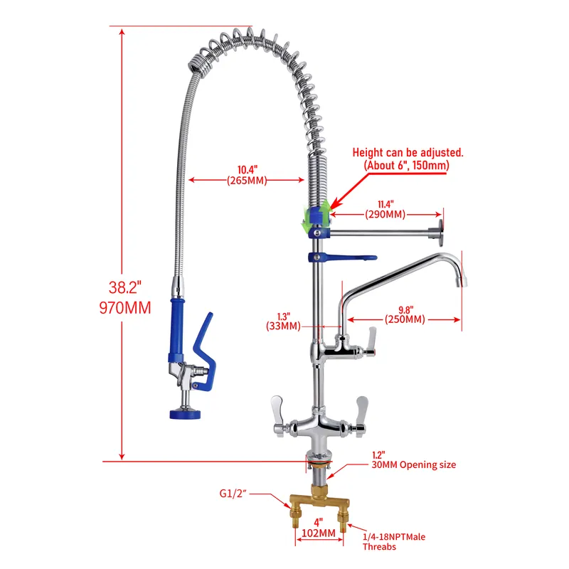 業務用厨房・レストラン向けクラシックなデュアル高圧SUSクロ - Commercial Kitchen Taps のレビューと価格