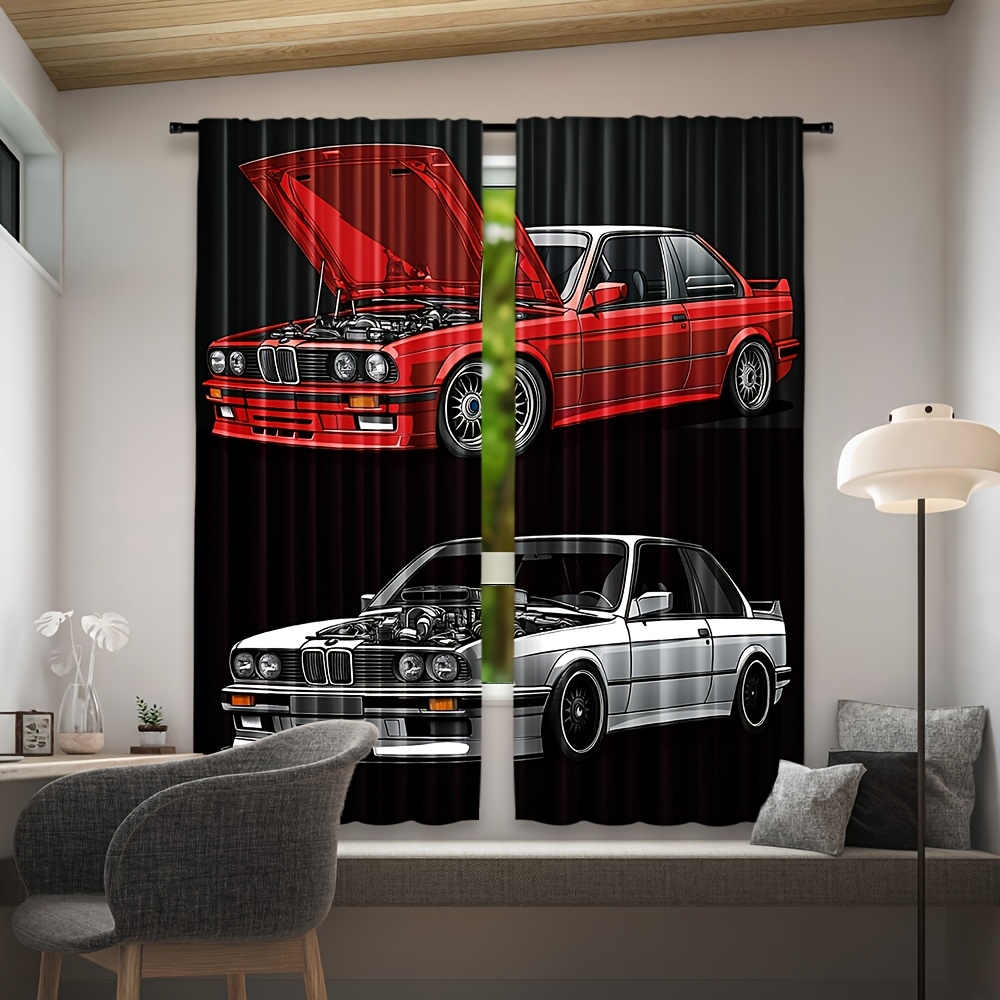 2枚セット、トレンディな車のデザインのカーテン、長持ちするポ - Commercial Kitchen Canopy のレビューと価格